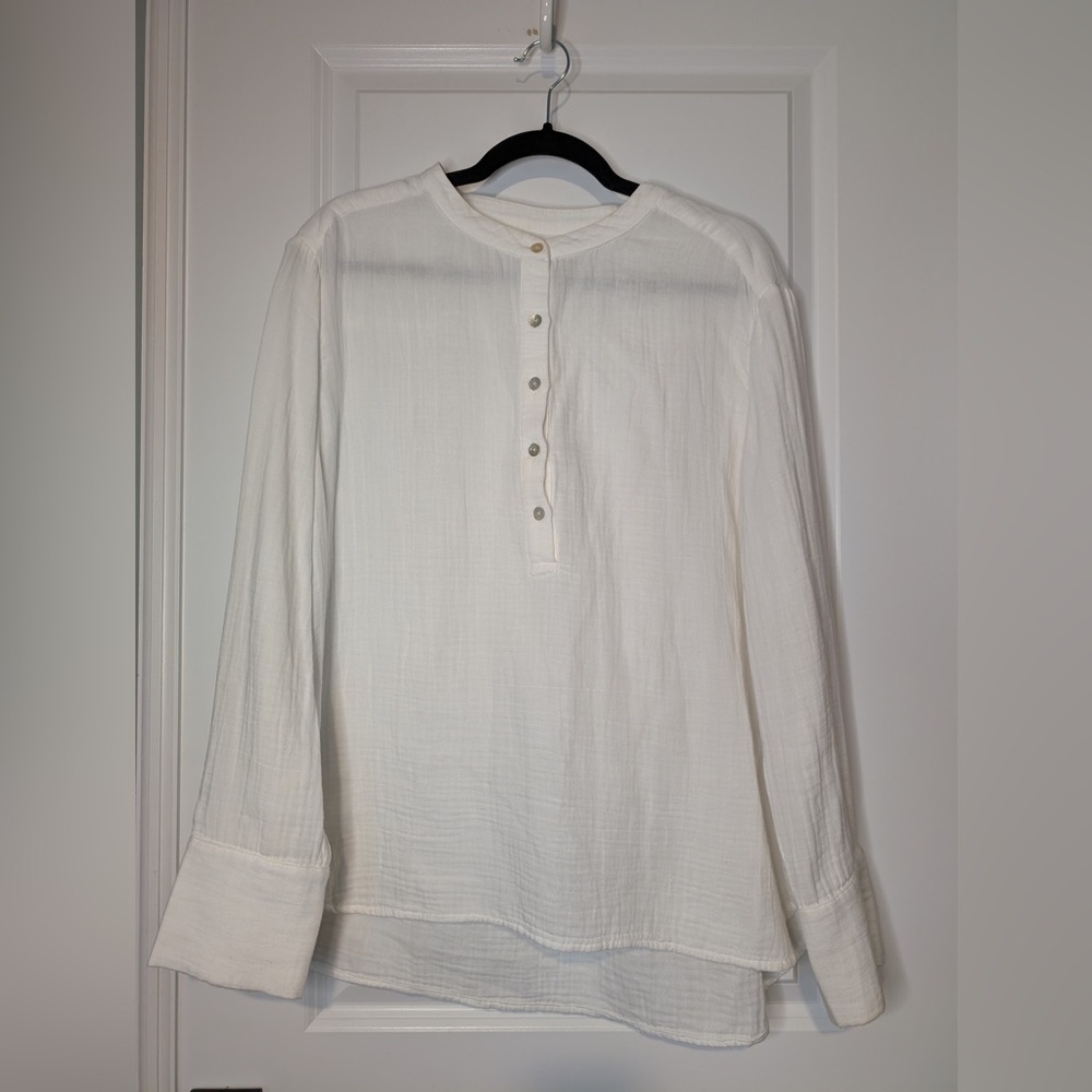Faherty Dream Cotton Collarless Shirt White Size XL